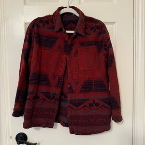 Aztec Patterned Button-Up Shirt 100% cotton western hiking camping